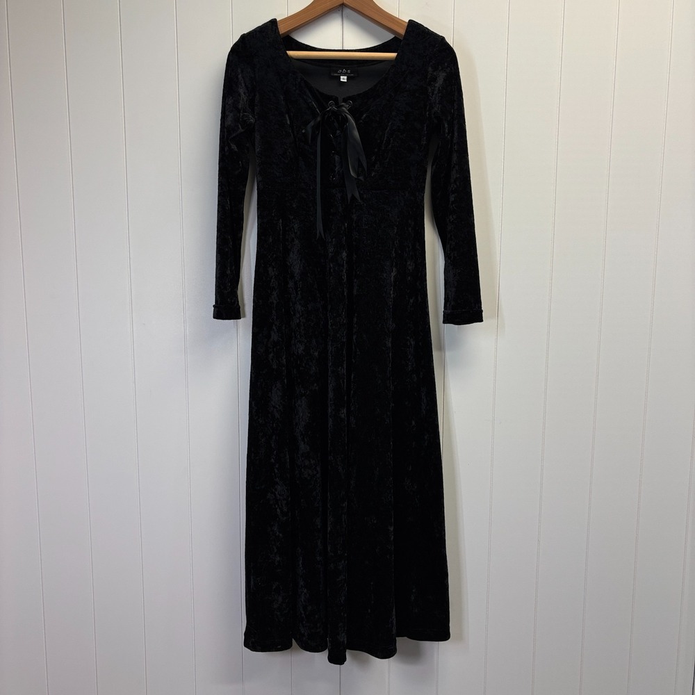Vintage ABS 90s Whimsigoth Velvet Maxi Dress Womens Size 6 Witchy Fairy Grunge